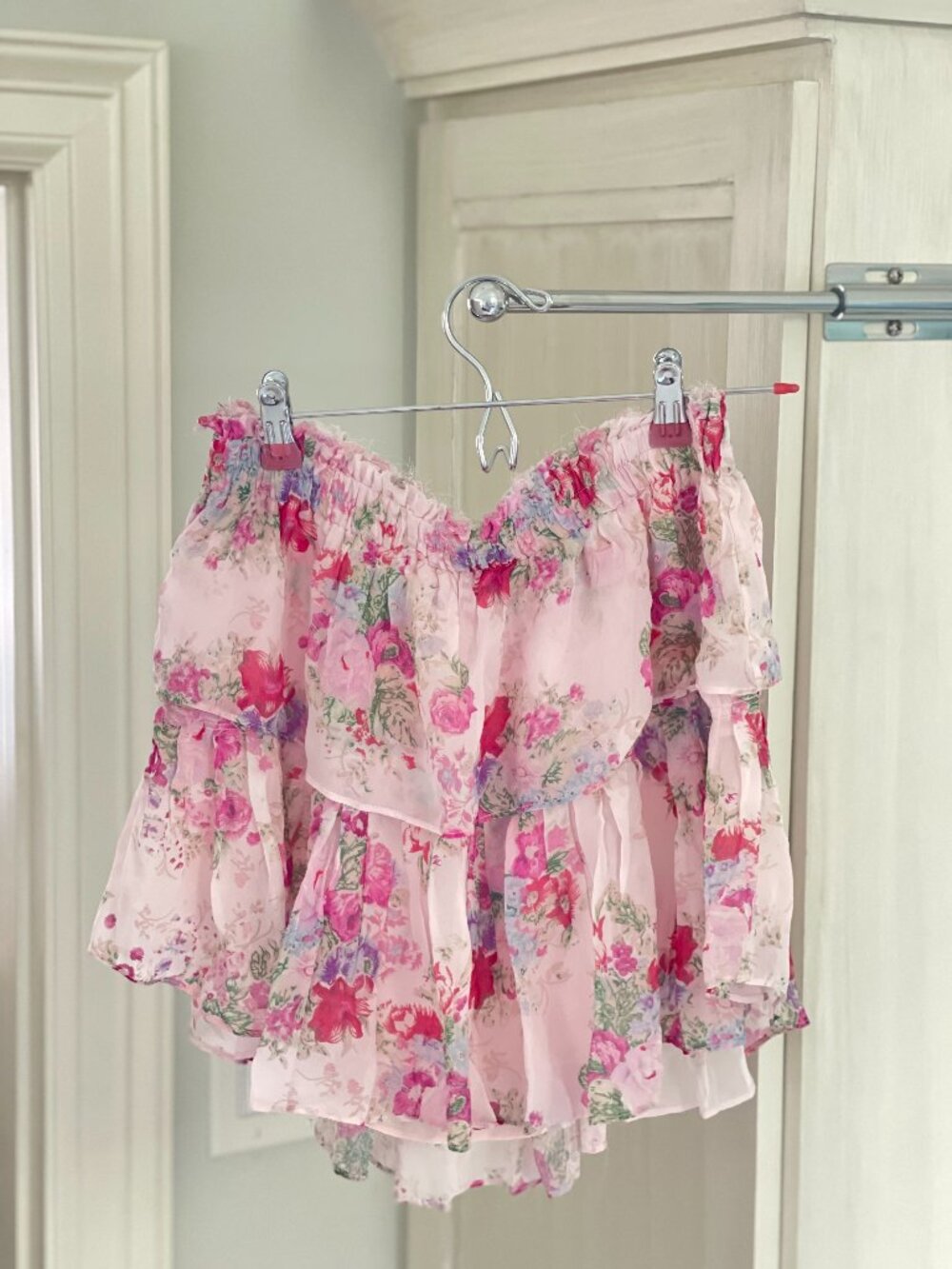 LoveShackFancy Ruffle Mini Skirt in Shimmering Springs
